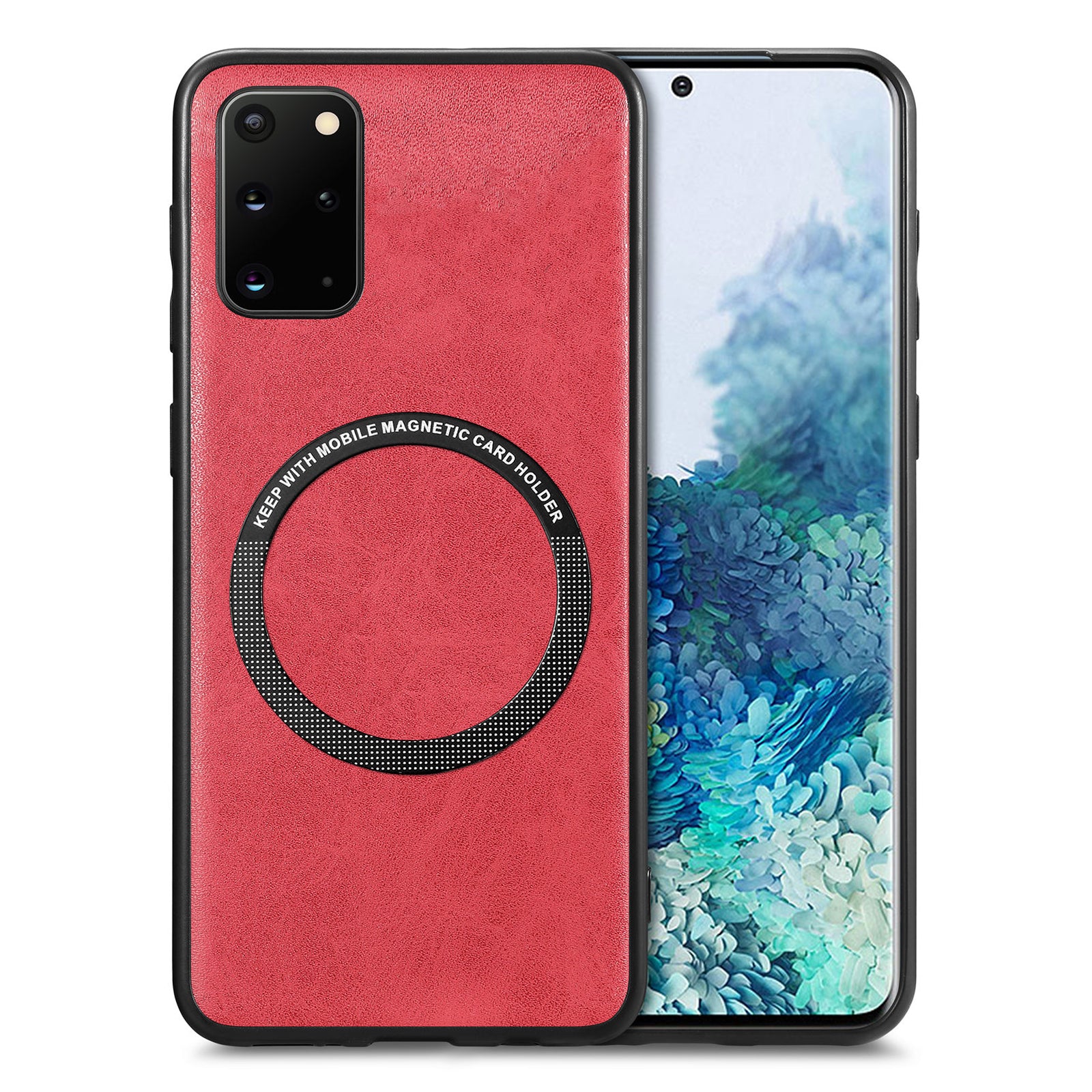 For Samsung Galaxy S20 Plus 4G / 5G Leather Coated PC TPU Cover Phone Case Compatible with MagSafe with Magnetic Holder Metal Ring For Samsung Galaxy S20 Plus 4G / 5G Leather Coated PC TPU Cover Phone Case Compatible with MagSafe with Magnetic Holder Metal Ring